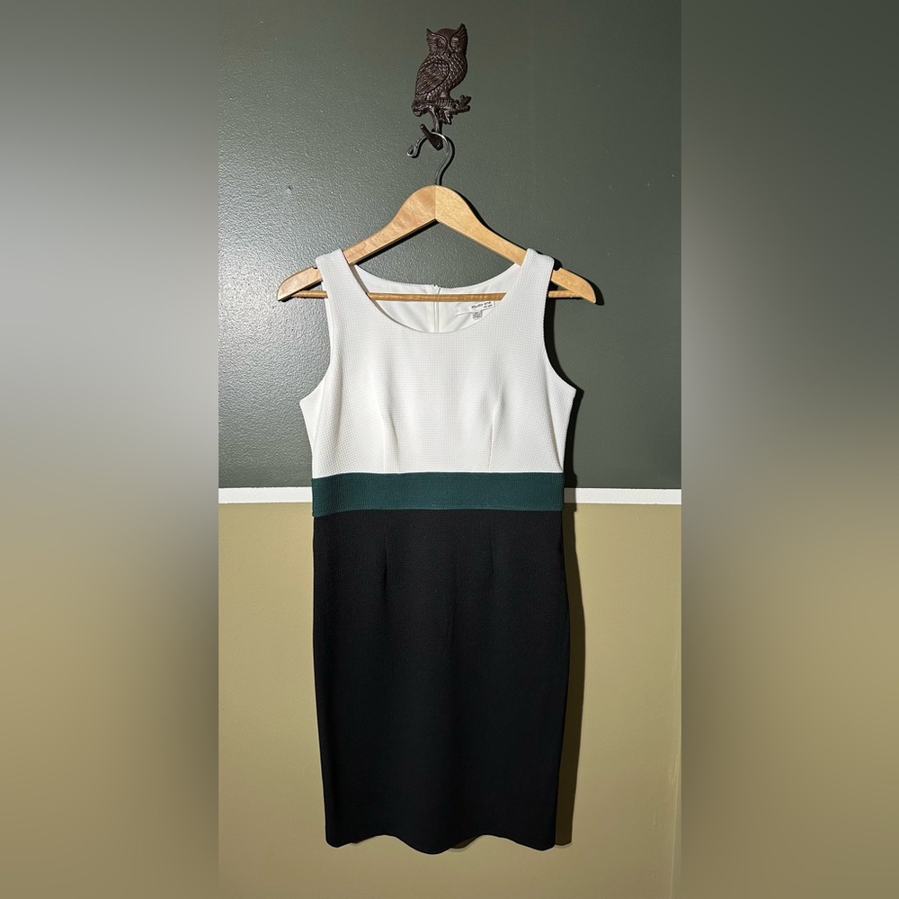 Studio One White, Green, and Black Midi Dress